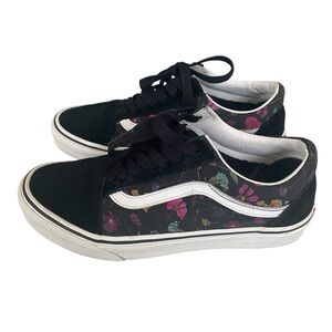 Vans Women's Black and Multicolor Floral Sneakers Sz 7